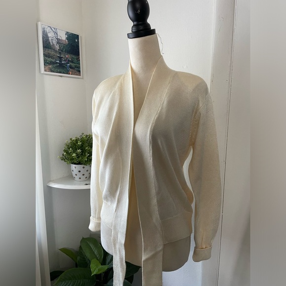FIA ITALIA women's cardigan ivory, bow at waist SIZE M - Picture 10 of 17